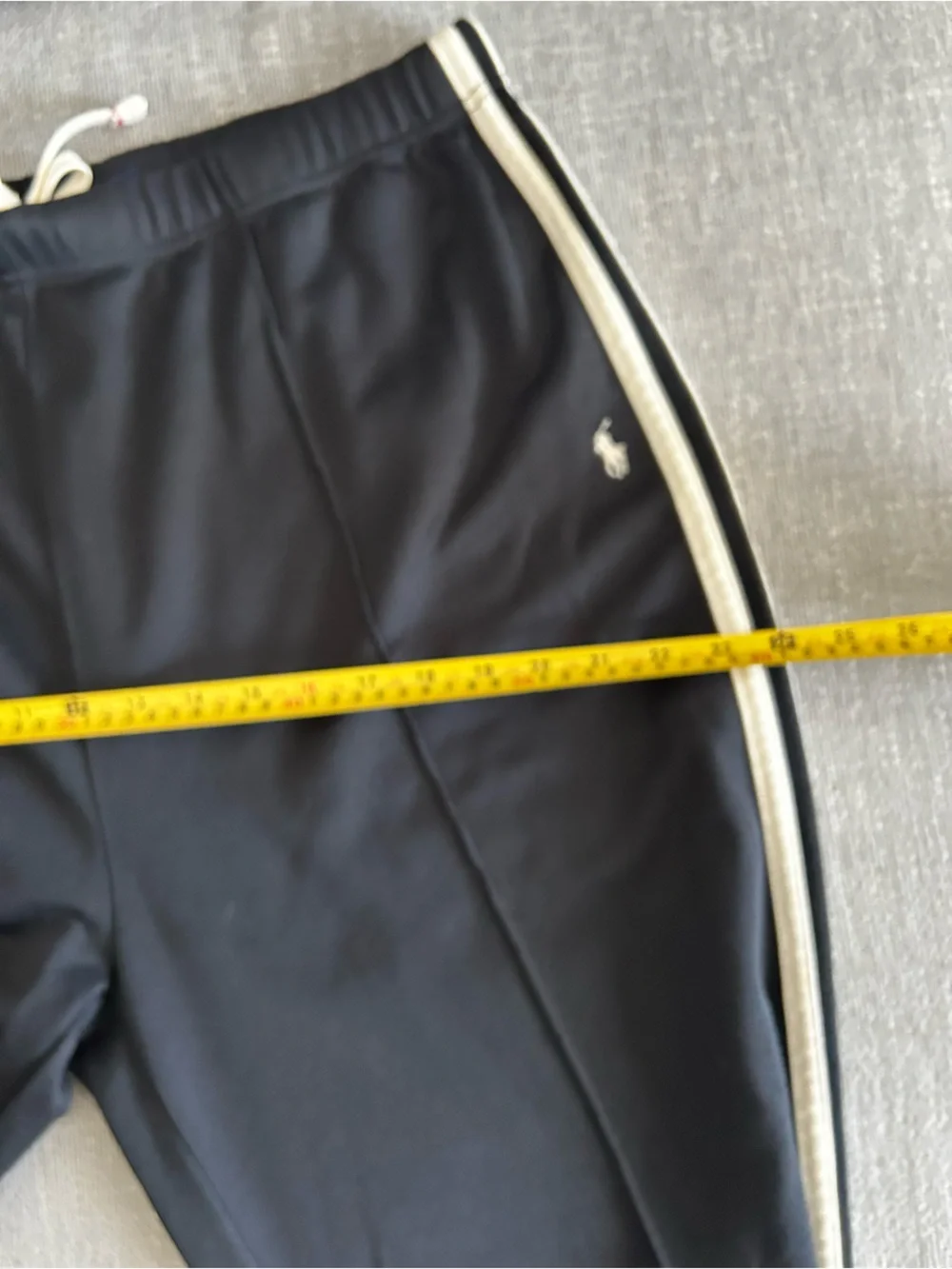 Polo Ralph Lauren Track Pants Men's XL Black White Side Stripe Ankle Zip